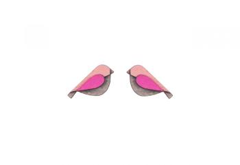 Dřevěné náušnice Pink Bird Earrings možností výměny či vrácení do 30 dnů