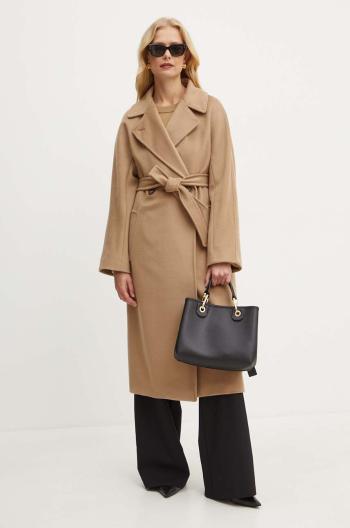 Vlněný kabát Weekend Max Mara hnědá barva, přechodný, oversize, 2425016092600