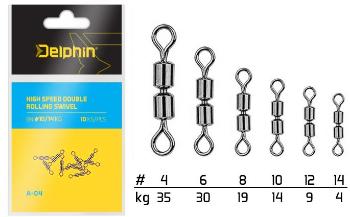 Forgókapocs Delphin High Speed Double Rolling Swivel A-04 Méret 14 4 kg 10 db