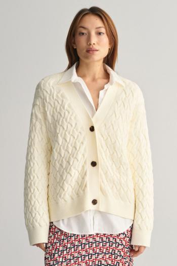 KARDIGAN GANT TEXTURED COTTON CARDIGAN CREAM