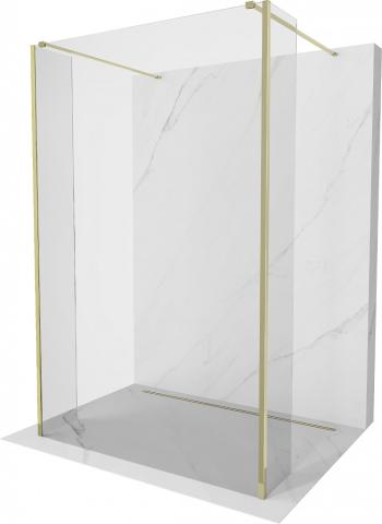 MEXEN/S Kioto Sprchová zástěna WALK-IN volněstojící 100 x 30 x 30 cm, transparent, zlatá 800-100-030-222-50-00-030