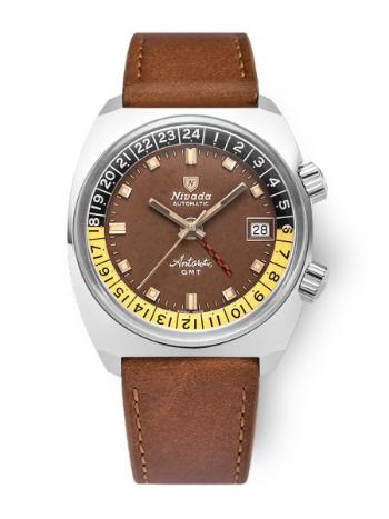 Nivada Grenchen Antarctic GMT - Tropical - Brown Leather