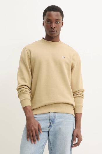 Mikina Tommy Jeans pánska, béžová farba, jednofarebná, DM0DM20741