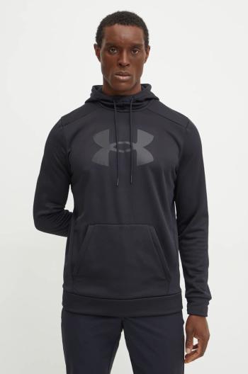 Tréninková mikina Under Armour černá barva, s kapucí, s potiskem