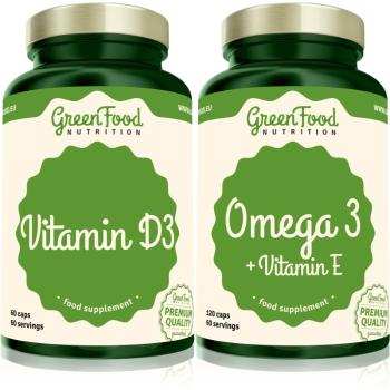 GreenFood Nutrition Omega 3 with Vitamin E + Vitamin D3 sada pro podporu činnosti nervové soustavy