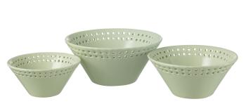 3ks zelená keramická miska Hella Pastel Green - Ø14*6 / Ø17*7 / Ø19*9 cm 34667