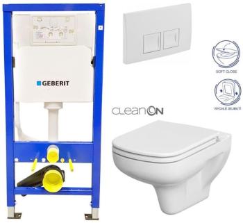 Geberit Duofix tlačítko DELTA51 BÍLÉ WC CERSANIT COLOUR + SEDÁTKO 458.103.00.1 51BI CN1