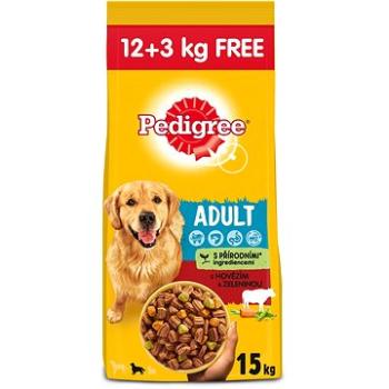 Pedigree granule s hovězím se zeleninou pro dospělé psy 12kg + 3kg (5998749143247)