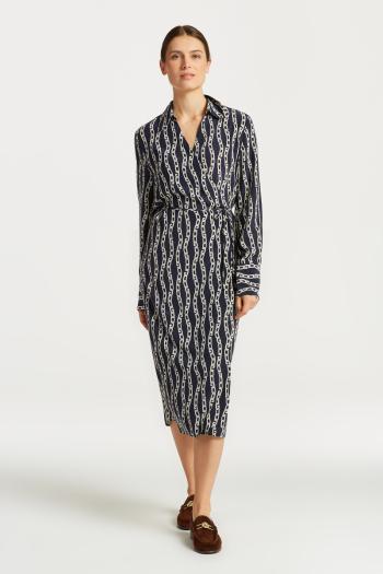 ŠATY GANT REG CHAIN PRINT WRAP DRESS EVENING BLUE