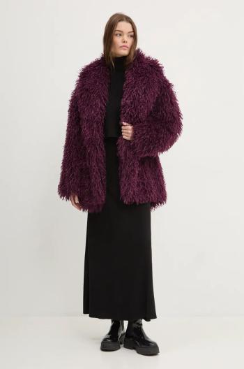 Kabát HUGO dámský, fialová barva, přechodný, oversize, 50523015