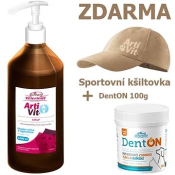 Vitar Veterinae Artivit sirup 1000ml + DentOn 100g + kšiltovka béžová (8595011142563)