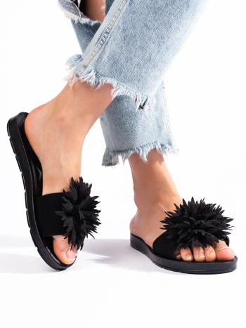 Pohodlné dámske čierne ponožky na podpätku bez päty