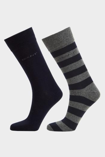 PONOŽKY GANT BARSTRIPE AND SOLID SOCKS 2-PACK CHARCOAL MELANGE