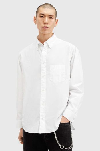 Bavlněná košile AllSaints SUTTA LS SHIRT bílá barva, relaxed, s klasickým límcem, M097SB