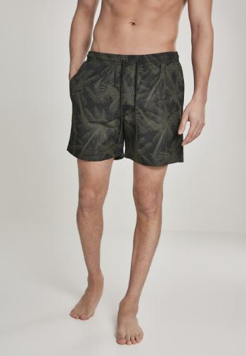 Urban Classics Pattern?Swim Shorts palm/olive - XXL