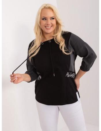 Dámská halenka plus size s 3/4 rukávy černá 