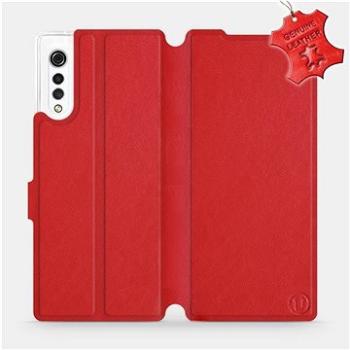 Flip pouzdro na mobil LG Velvet - Červené - kožené -   Red Leather (5903516302628)