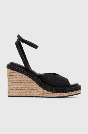 Sandály Calvin Klein WEDGE SANDAL 70 MONOCQ černá barva, HW0HW01961