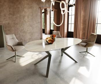 Jídelní stůl Edge oválný 220x120 keramika Iris FmG Onice Oro