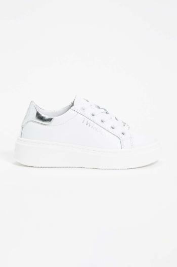 Dětské kožené sneakers boty Twinset bílá barva, 242GCJ012