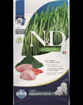 FARMINA N&amp;D Spirulina Puppy Medium&amp;Maxi Lamb &amp; Wolfberry 2 kg Hrana catei de talie medie si mare, cu miel si spirulina