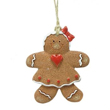 Hnědá vánoční ozdoba Perníček Gingerbread - 7*1*8 cm 6PR4337