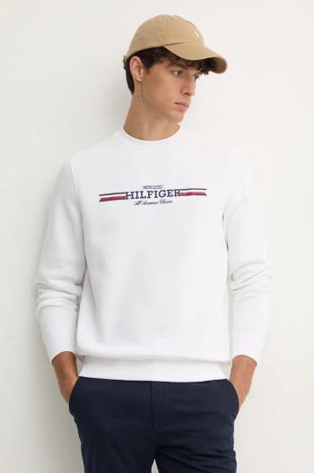 Mikina Tommy Hilfiger pánská, bílá barva, s potiskem, MW0MW35530