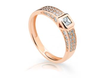 Cutie Jewellery Třpytivý prsten z růžového zlata se zirkony Z6715-2361-10-X-4 49 mm