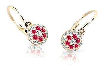 Cutie Jewellery Zlaté dětské náušnice C2150-10-X-1 červená