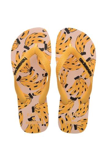 Žabky Havaianas TOP FARM BANANINHA CAJA dámské, žlutá barva, na plochém podpatku, 4149559.5559