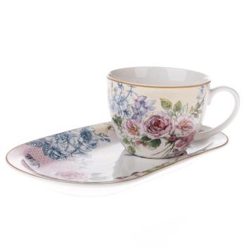 Roses porcelán bögre tálcával, 445 ml 