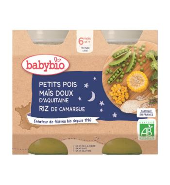 2xBABYBIO Večerní menu hrášek sladká kukuřice rýže 200 g