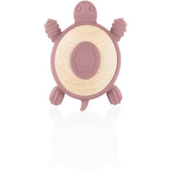 Zopa Silicone Wooden Teether Turtle kousátko 0 m+ Old Pink 1 ks