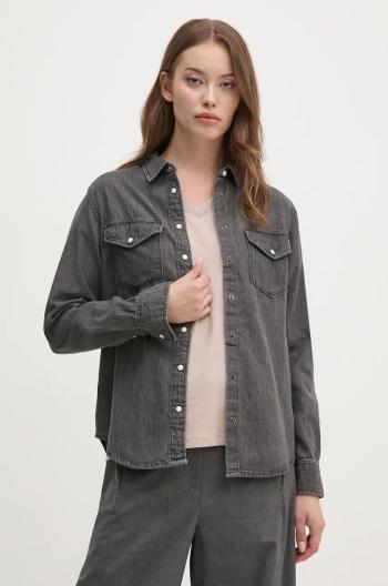 Džínová košile Pepe Jeans REGULAR SHIRT dámská, šedá barva, regular, s klasickým límcem, PL304894XM6