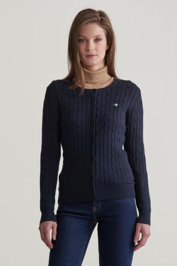 SVETR GANT STRETCH COTTON CABLE CARDIGAN EVENING BLUE