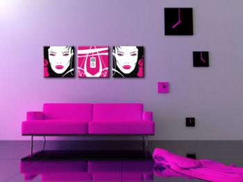 Ručně malovaný POP Art PINK WOMAN 3 dílný 150x50cm