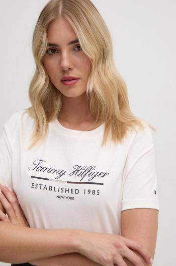 Bavlněné tričko Tommy Hilfiger béžová barva, WW0WW43502