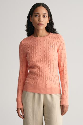 SVETR GANT STRETCH COTTON CABLE C-NECK PEACHY PINK