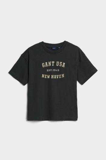 TRIČKO GANT D1. GANT USA SS T-SHIRT WASHED OUT BLACK