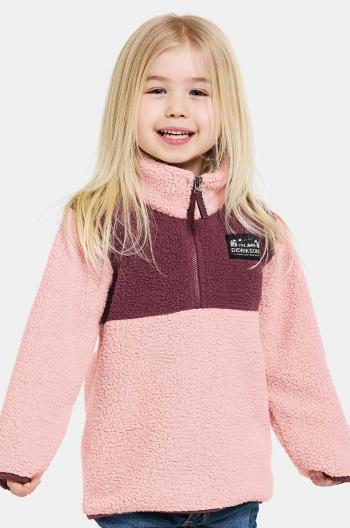 Dětská fleecová mikina Didriksons GOSIG KIDS HALFZIP růžová barva, 505536