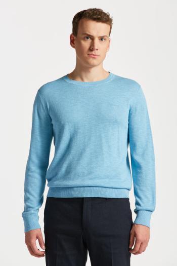 SVETR GANT COTTON LINEN C-NECK EAST COAST SKY