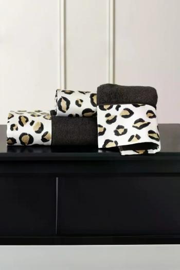 Dárková sada ručníků a osušky CHEETAH, 3 ks Černá Sada (malý ručník 30x50cm, ručník 50x100cm, osuška 75x150cm)