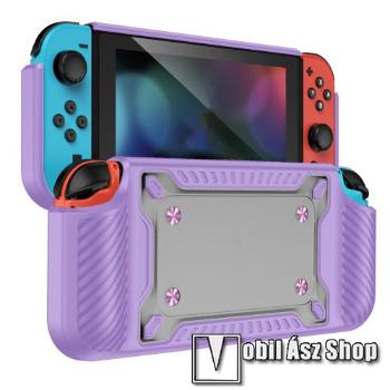 Szilikon védő tok / hátlap - LILA - ergonómikus forma, biztos fogás, ERŐS VÉDELEM - Nintendo Switch OLED