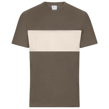 James & Nicholson (Daiber) Tričko s kontrastním pruhem 8049 - Muddy brown / pískovcová | XL