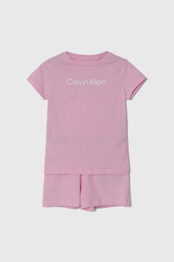 Dětské bavlněné pyžamo Calvin Klein Underwear růžová barva, s potiskem