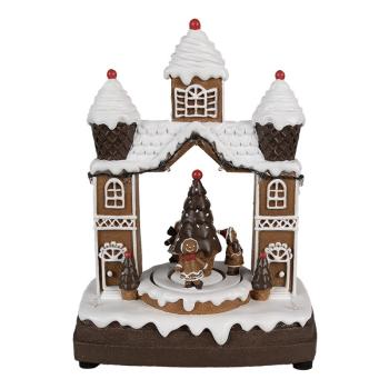 Hnědá svítící a hrající perníková chaloupka Gingerbread House - 20*11*27 cm 6PR4312