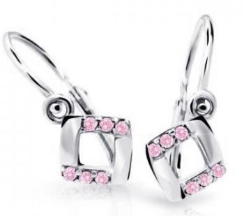 Cutie Jewellery Čtvercové dětské náušnice z bílého zlata C2268-10-X-2 růžová