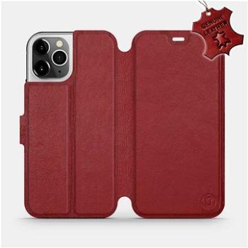 Flipové pouzdro na mobil Apple iPhone 12 Pro - Tmavě červené - kožené -   Dark Red Leather (5903516376353)