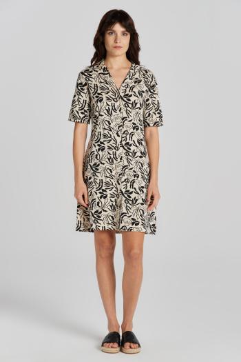 ŠATY GANT PALM PRINT SS JERSEY SHIRT DRESS SOFT OAT