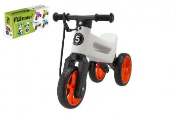 Odrážedlo FUNNY WHEELS Rider SuperSport bílé/oranž 2v1+popruh,výš.sedla28/30cm nos.25kg 18m+v krab.